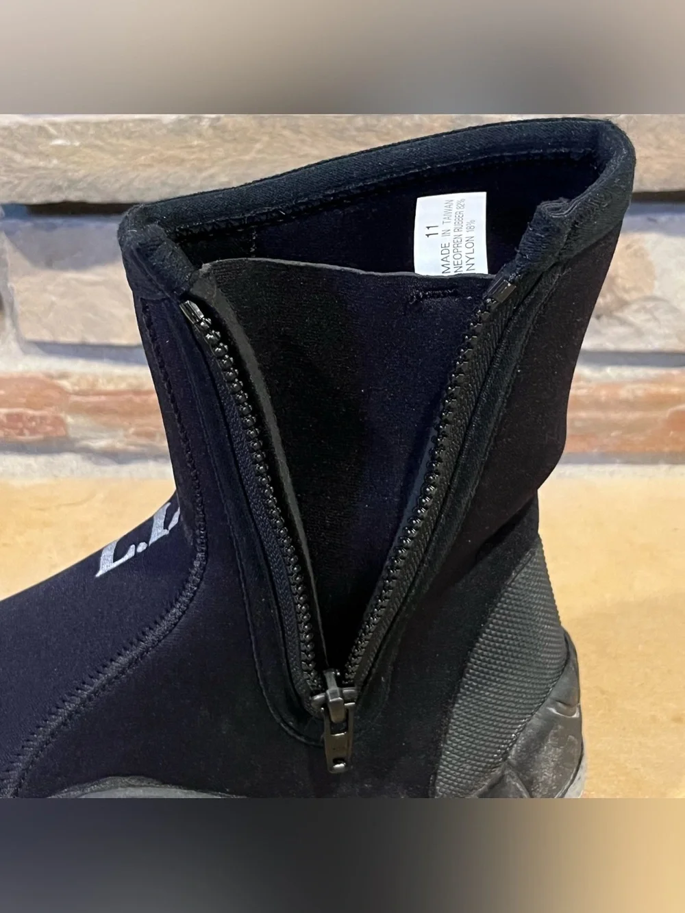 L.L. Bean Wet Suit Black Neoprene Zip Boots